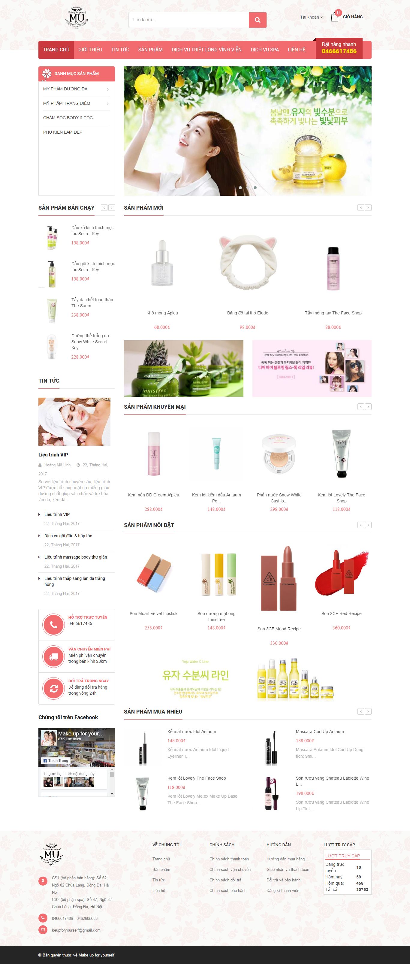 Thiết kế Web bán mỹ phẩm làm đẹp makeupforyourself.com